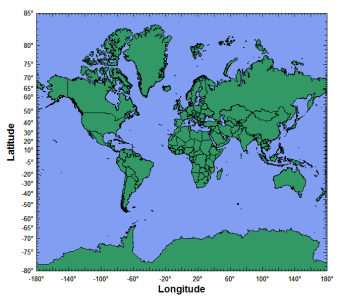 World map from ArcView Shapefile