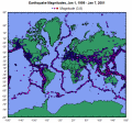 Bubble plot, recent earthquakes