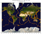 Global earthquakes with a background image of the Earth